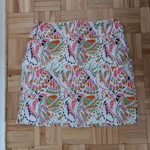 Butterfly-Print Mini Skort in Pink, Green & Orange